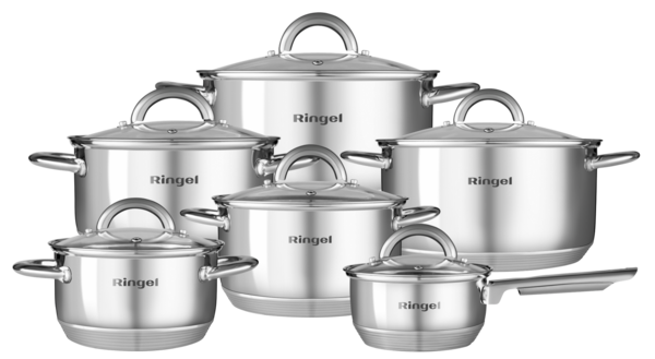 Набір посуду RINGEL Hagen 12 пр. ківш 1.15 л + 5 кастрюль (1.9л - 6.1л) (RG-6005)