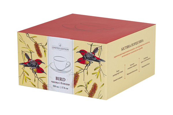 Чашка Limited Edition BIRD /НАБІР/1х550 мл з блюдцем 17.8 см / в подар. уп. (YF6009)