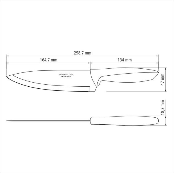 Набори ножів TRAMONTINA PLENUS light grey Chef 203мм-12шт коробка (23426/038)