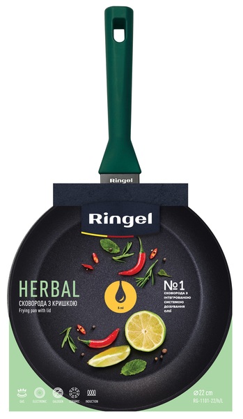 Сковорода RINGEL Herbal глибока 24 см з/кришкою (RG-1101-24/h/L)