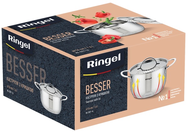 Каструля RINGEL Besser 16 см (1.6л) з кришкою нерж (RG-2021-16)