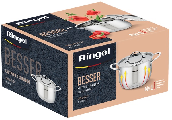 Каструля RINGEL Besser 20 см (3.2л) з кришкою нерж (RG-2021-20)