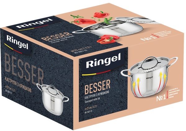 Каструля RINGEL Besser 22 см (4.2л) з кришкою нерж (RG-2021-22)