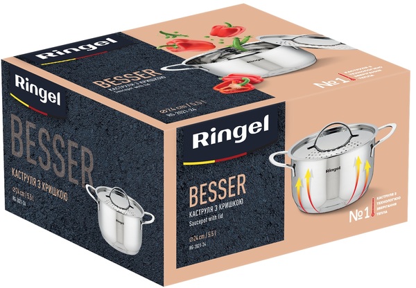 Каструля RINGEL Besser 24 см (5.5л) з кришкою нерж (RG-2021-24)