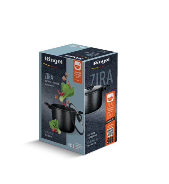 Каструля RINGEL Zira з кришкою висока 20 см (3.5л) (RG-21006-20h)