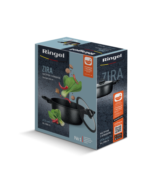 Каструля RINGEL Zira з кришкою низька 24 см (4.1л) (RG-21006-24)
