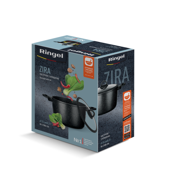 Каструля RINGEL Zira з кришкою висока 24 см (6.3л) (RG-21006-24h)