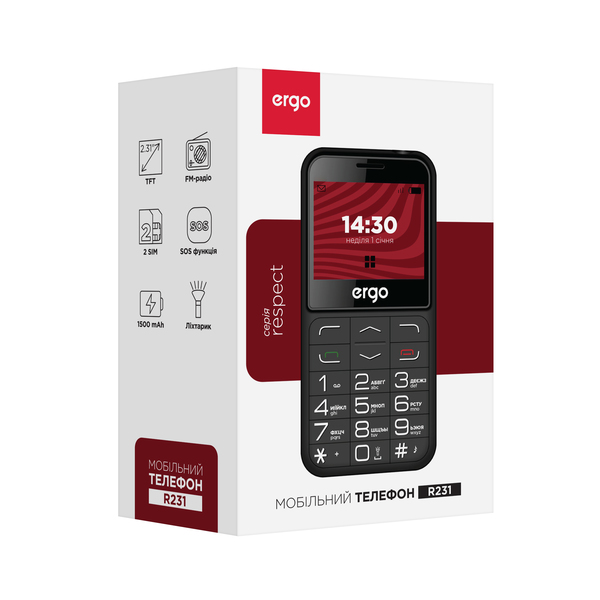 Мобільний телефон ERGO R231 Dual Sim (чорний)