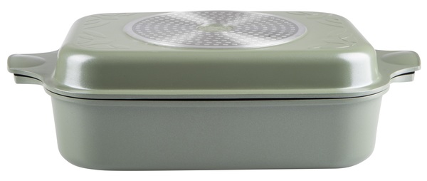Гусятница RINGEL Zitrone Olive сковорода Ростер 34x24x13.5 см (6+3л) з кришкою (RG-2108-34/OL)