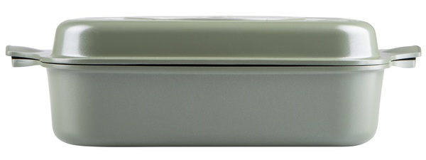 Гусятница RINGEL Zitrone Olive сковорода Ростер 34x24x13.5 см (6+3л) з кришкою (RG-2108-34/OL)