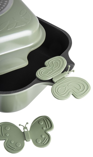 Гусятница RINGEL Zitrone Olive сковорода Ростер 34x24x13.5 см (6+3л) з кришкою (RG-2108-34/OL)