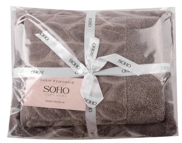 Текстиль банний SOHO Наб. руш. 50*90+70*140см бавовна 100% Leaves Cappuccino