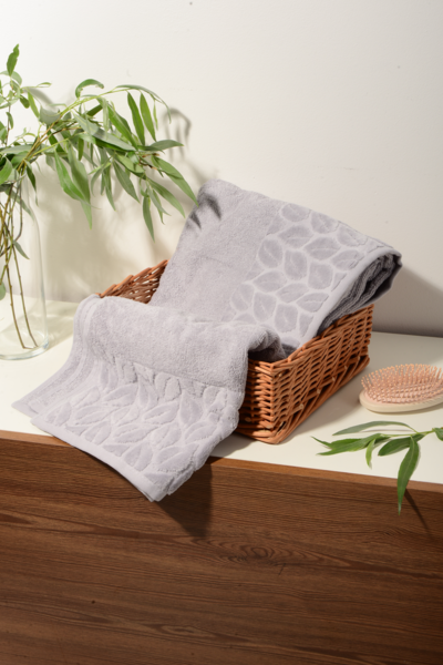 Текстиль банний SOHO Наб. руш. 50*90+70*140см бавовна 100% Leaves Light Gray