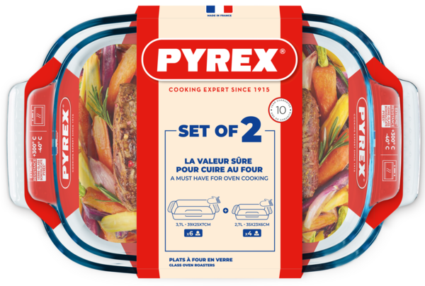 Форма с/к PYREX CLASSIC н-р форм 2пр скл прямокут 38х25,34х22см (913S608/8043)