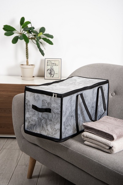 Корзина IDEA HOME DB-28 прям. з/кр з/блиск Anthracite Flowers 60x30x30 см (DB-28 прям. з/кр з/блиск Anthracite Flowers)