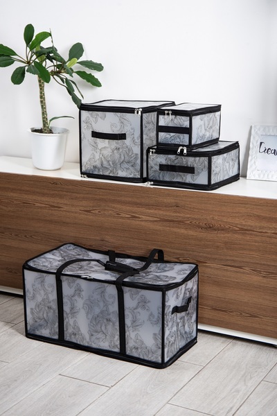 Корзина IDEA HOME DB-28 прям. з/кр з/блиск Anthracite Flowers 60x30x30 см (DB-28 прям. з/кр з/блиск Anthracite Flowers)