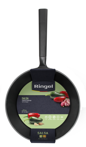 Сковорода RINGEL Salsa чавунна WOK 28 см б/кришки (RG-1134-28/w ci)
