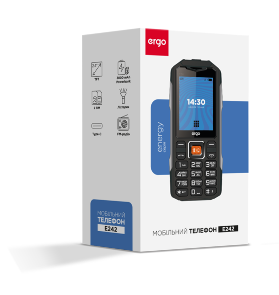 Мобільний телефон ERGO E242 Dual Sim (чорний)