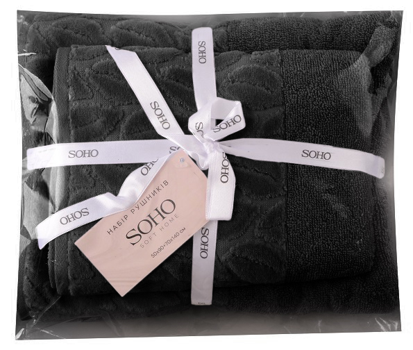 Текстиль банний SOHO Наб. руш. 50*90+70*140см бавовна 100% Leaves Graphite